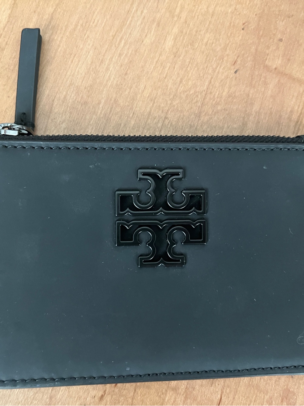 Tory Burch Black Leather Top Zip Card Wallet - Picture 4 of 4